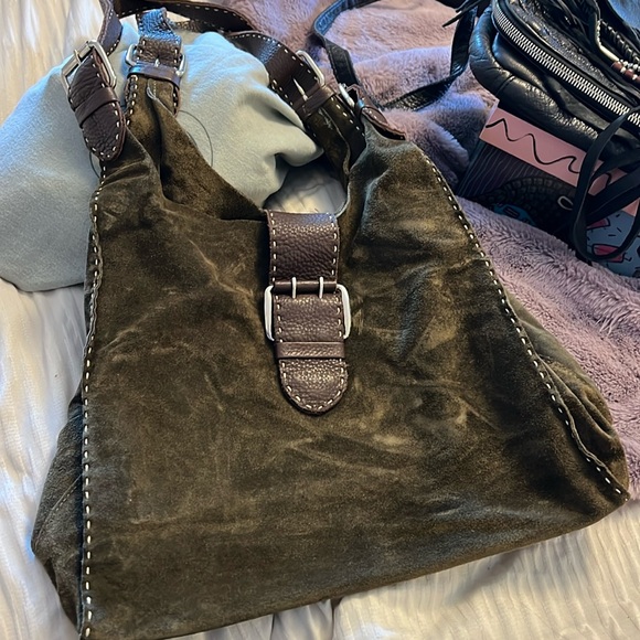 carla Mancini Handbags - Carla Mancini army green suede purse